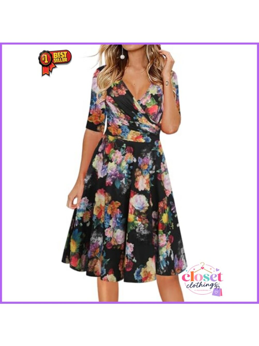 V-Neck Maternity Nursing Stretchy Casual Tea Dress